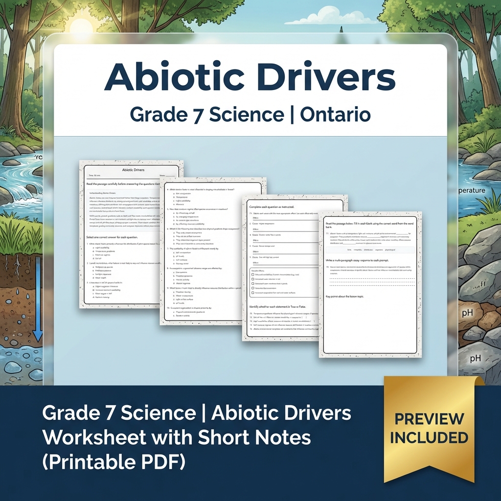 Grade 7 Science Lesson Bundle with Ontario Framework | Ecosystems & Biodiversity — included worksheet 1