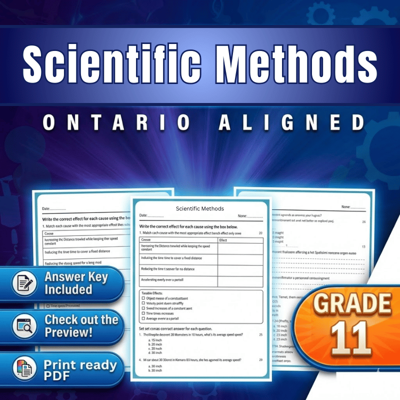 Grade 11 Science | Scientific Methods Worksheet (Ontario, PDF)