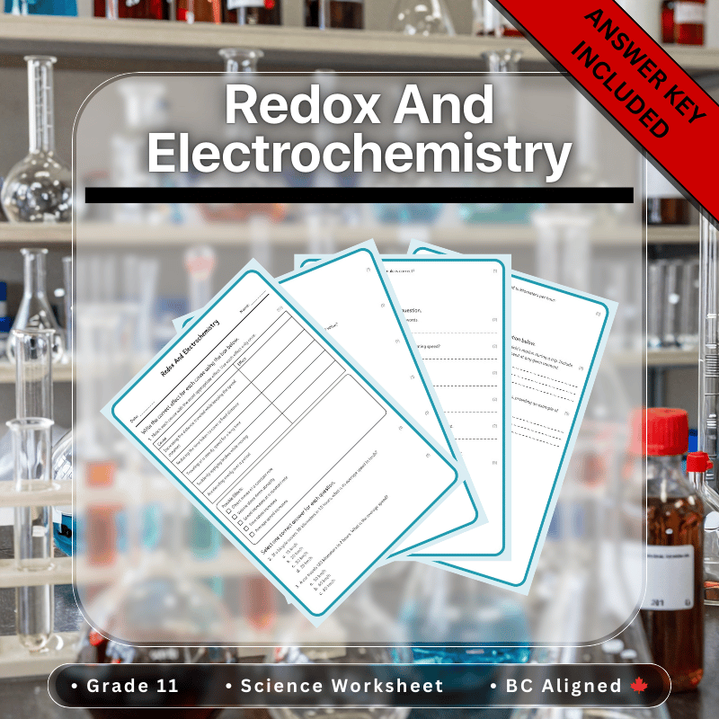 Grade 11 Science | Redox & Electrochemistry Worksheet(Answer Key) – BC Standards