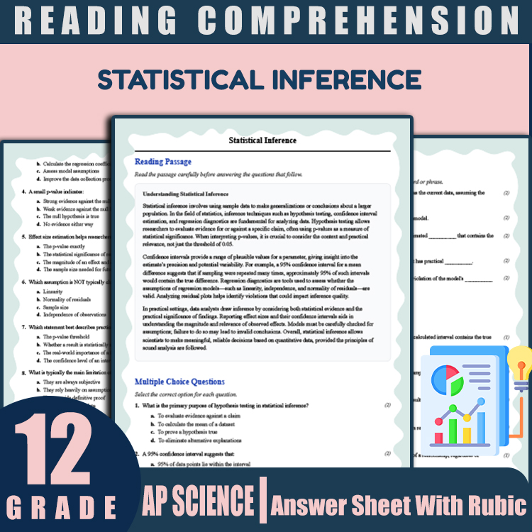 Grade 12 Science reading worksheets worksheet — Grade 12 Science | Statistical Inference Reading Worksheet & Answer Key (P…