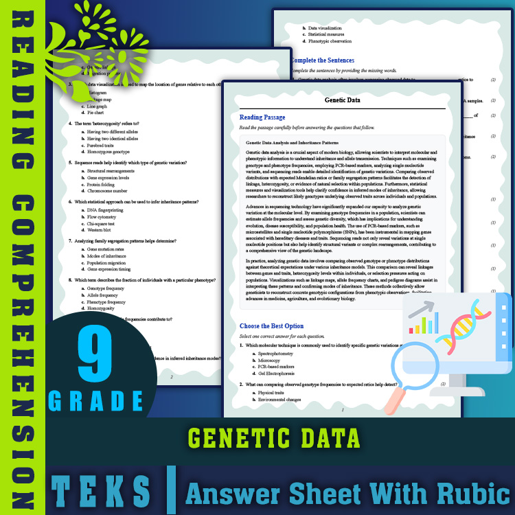 Grade 9 Science reading worksheets worksheet — Grade 9 Science | Genetic Data Reading Worksheet (PDF + Rubric) for Mastery…