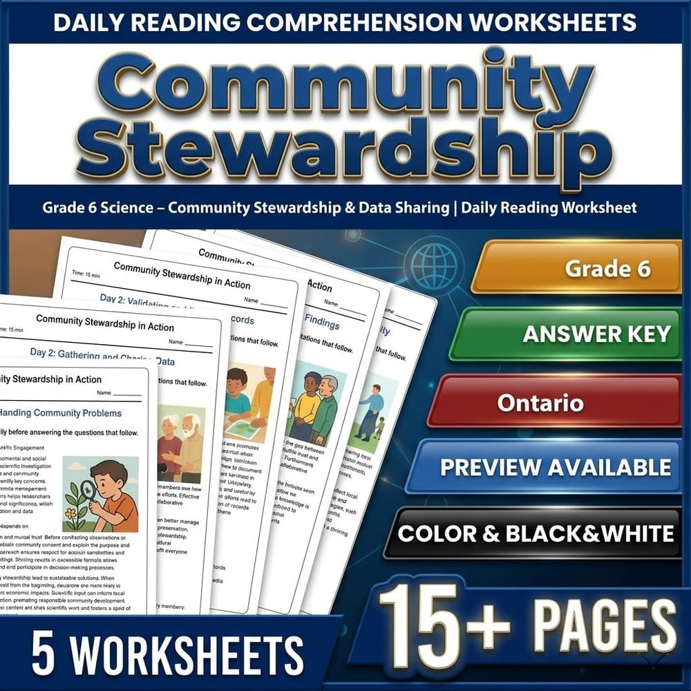 Science Grade 6 Daily Reading Worksheets Bundle | Ontario Framework — included worksheet 1