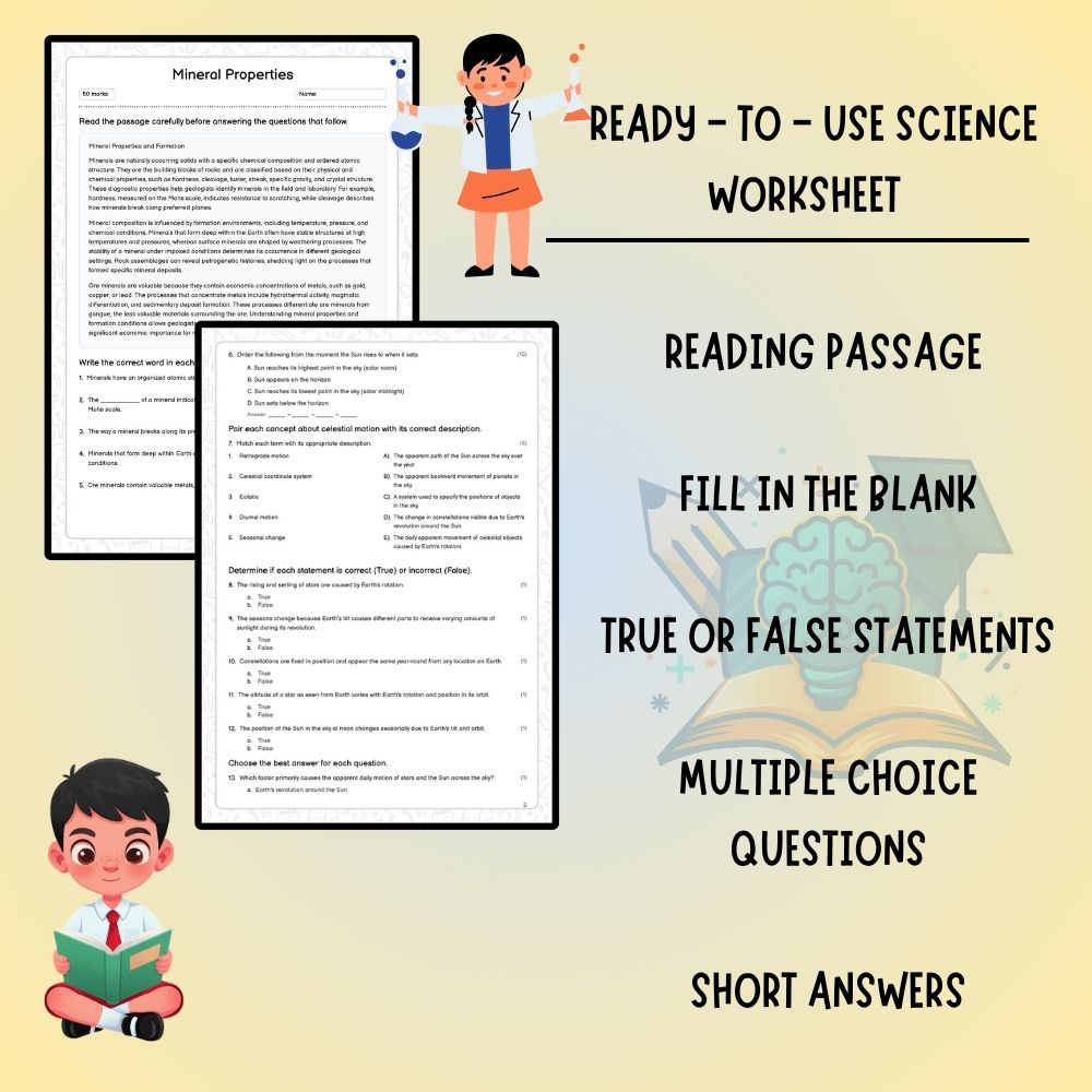 Grade 9 Science worksheet worksheet — Grade 9 Science | Mineral Properties Worksheet (PDF) – Ontario Standards — page 2