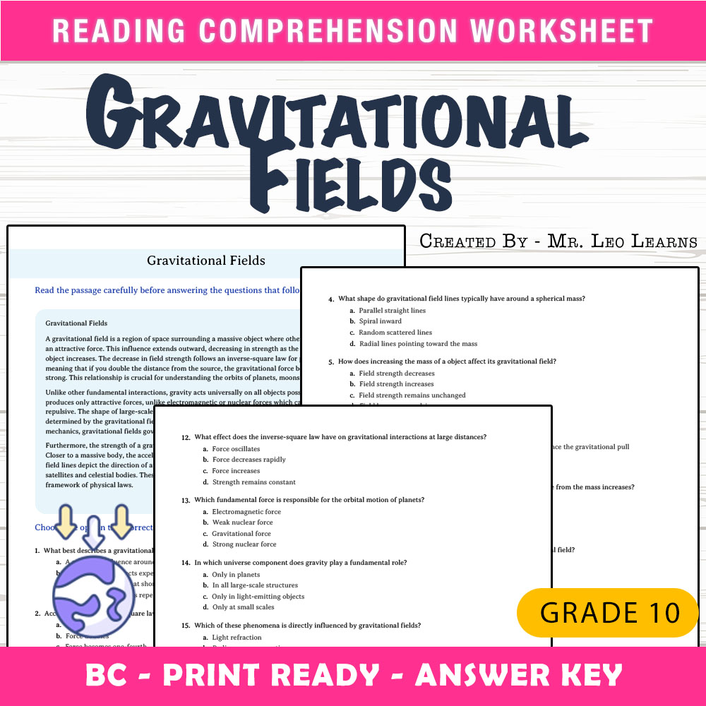 Grade 10 Science worksheet mcq paper worksheet — Grade 10 Science — Worksheet MCQ Paper for Mastering Gravitational Fields…