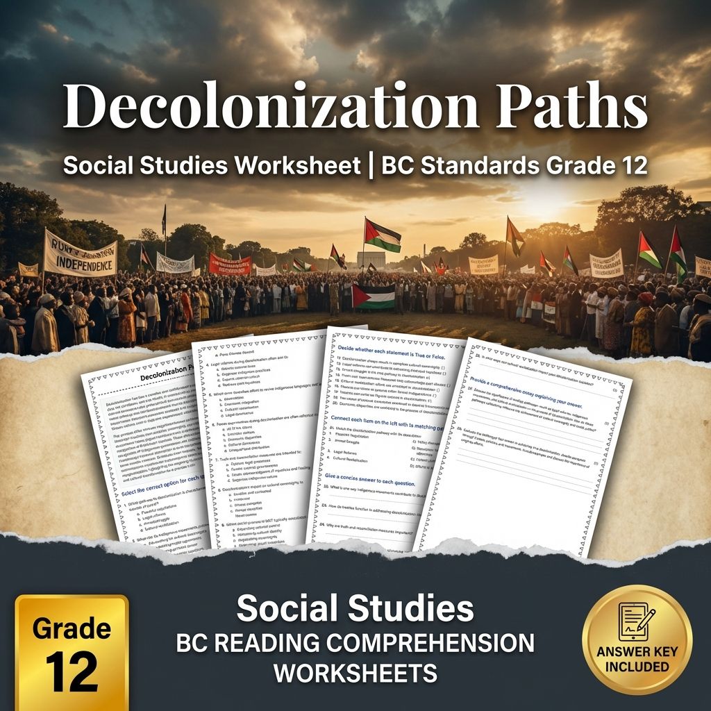 Decolonization Paths Social Studies Worksheet | BC Standards Grade 12