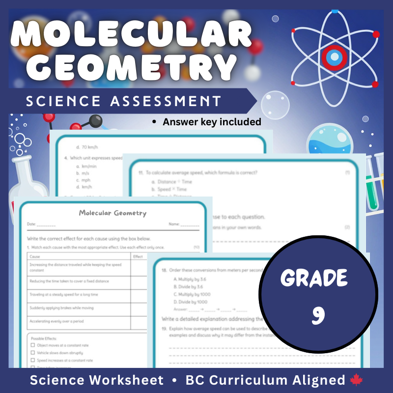 Grade 9 Science | Molecular Geometry Worksheet + Answer Key (PDF)