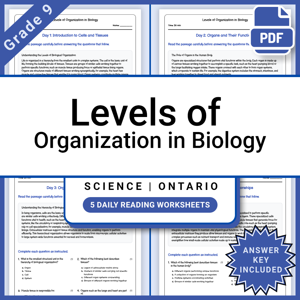 Grade 9 Science Lesson Group | Human Body Systems, Environment & Energy — included worksheet 2