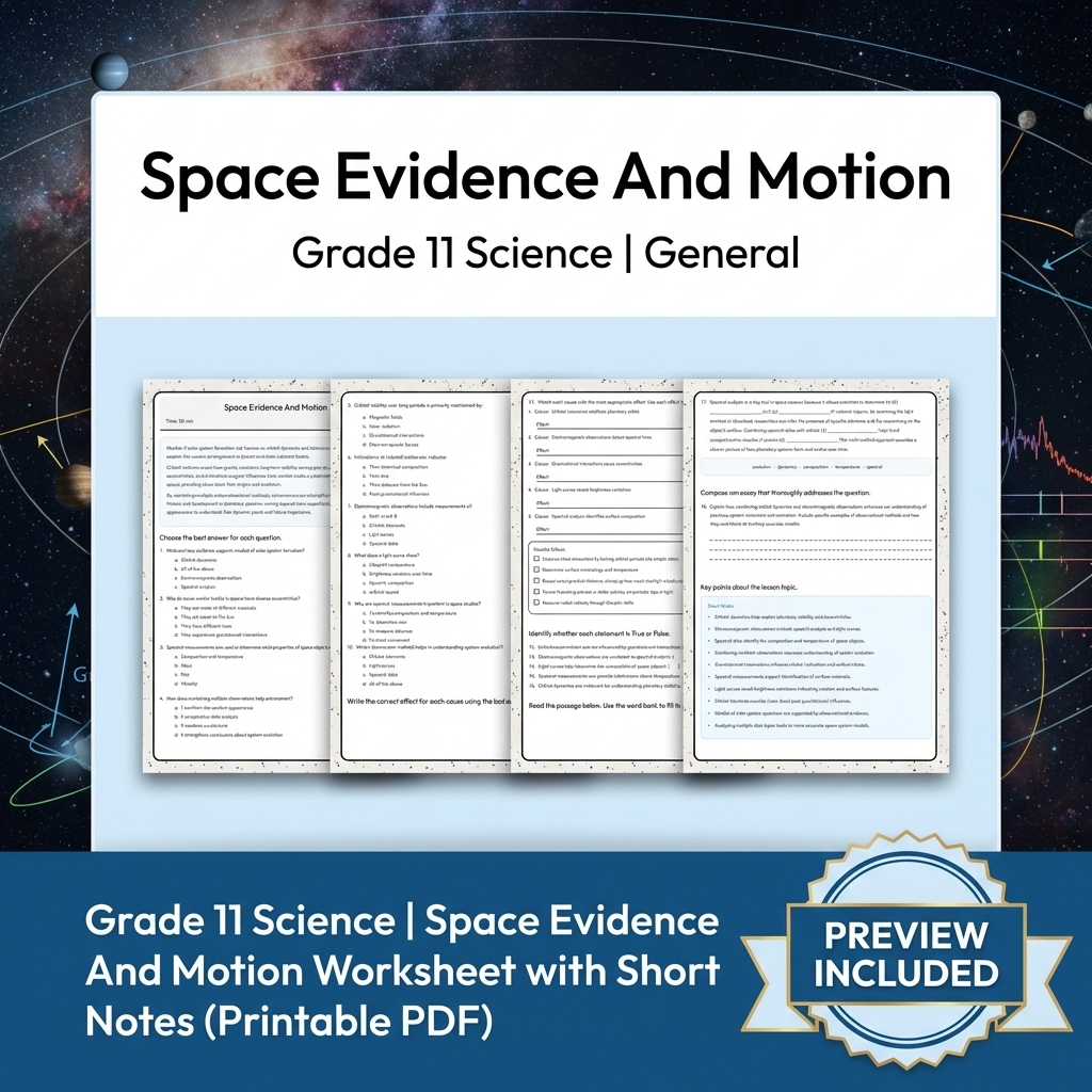Grade 11 Science Modeling and Evidence Full-Year Bundle: General Framework — included worksheet 7