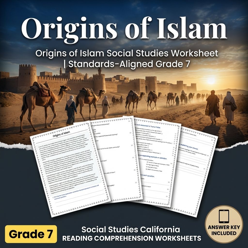 Origins of Islam Social Studies Worksheet | Standards-Aligned Grade 7