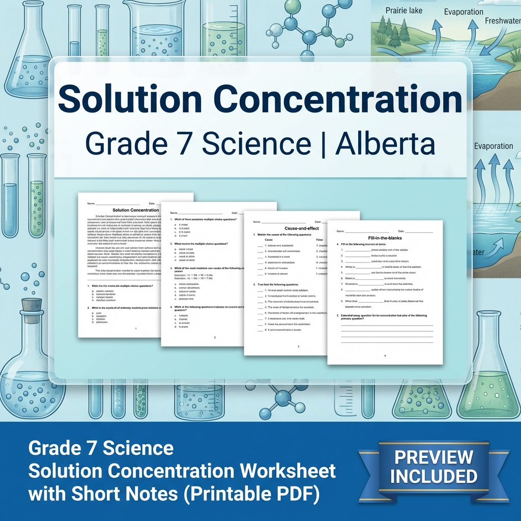 Grade 7 Science | Matter & Chemical Change UNIT Worksheet Bundle  — included worksheet 3