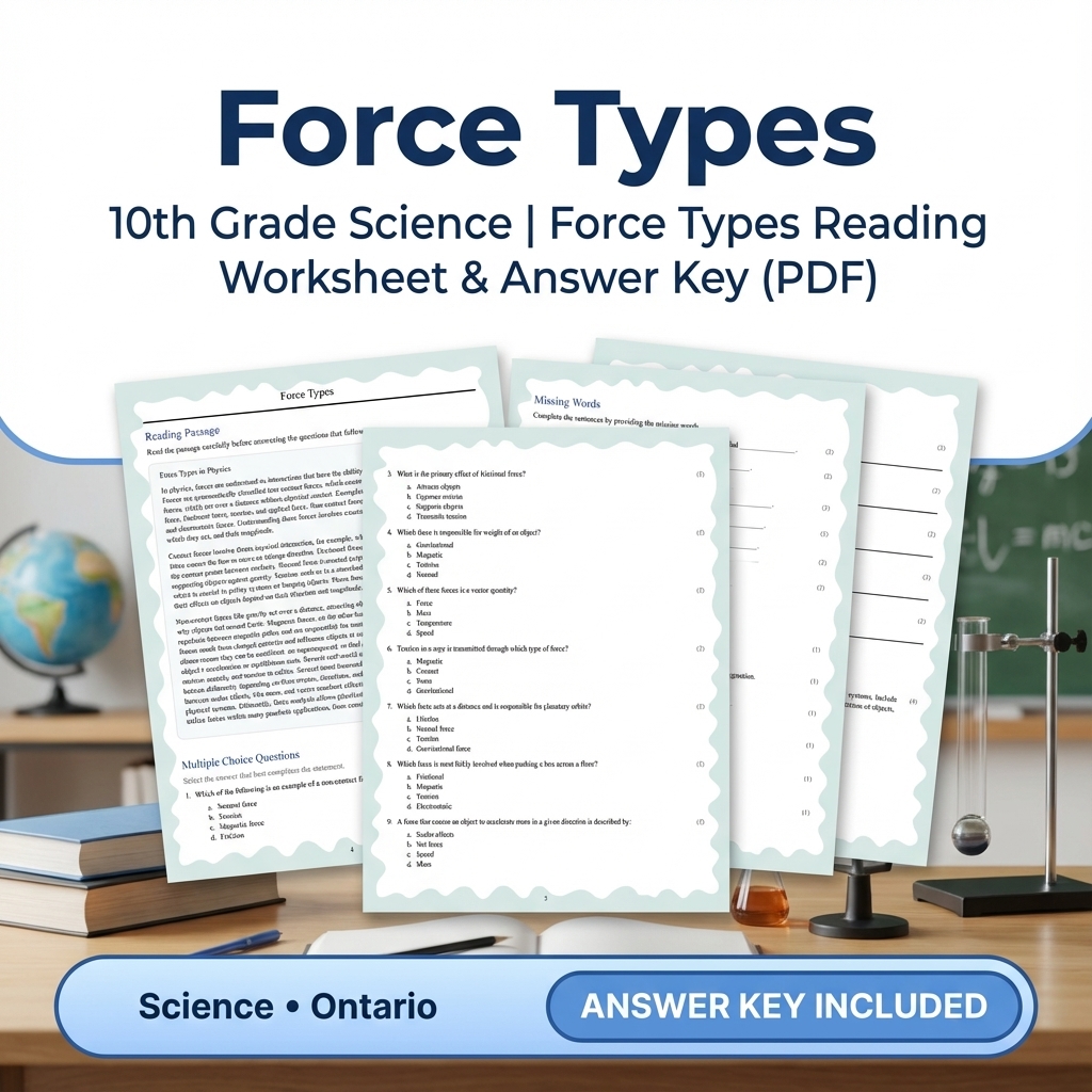 Grade 10 Science Unit Bundle – Motion, Forces & Mechanics (Answer Keys Included) — included worksheet 2