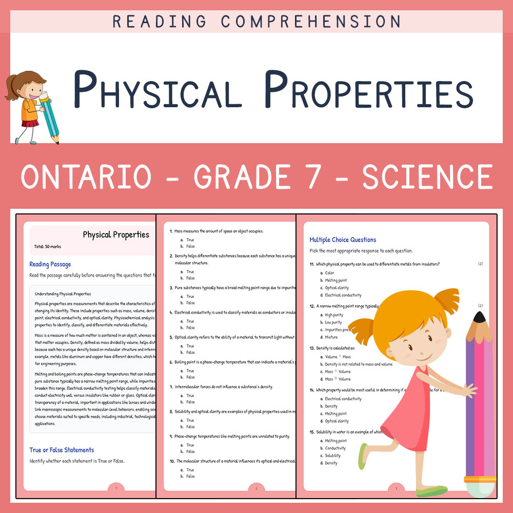 Grade 7 Science worksheet elena worksheet — Grade 7 Science Assessment | Physical Properties Worksheet Elena | Ontario — p…