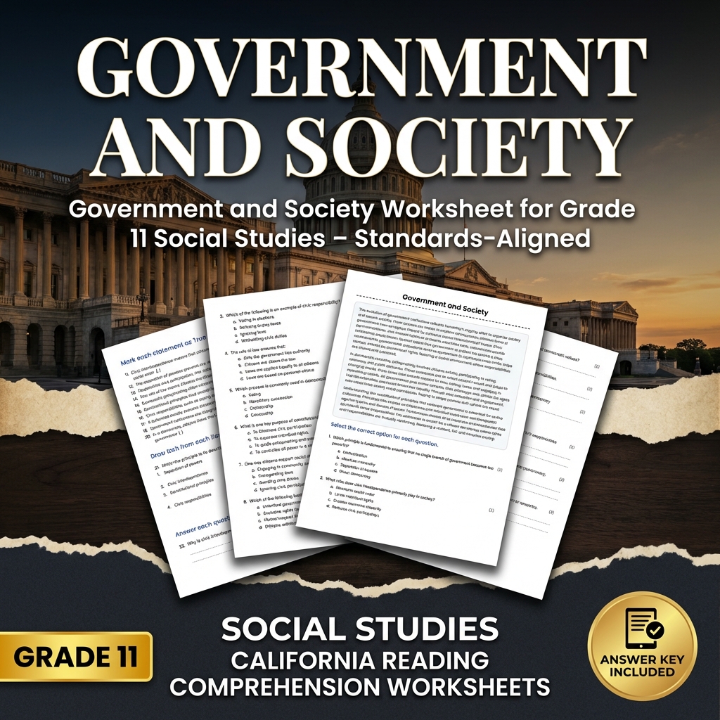 Government and Society Worksheet for Grade 11 Social Studies – Standards-Aligned