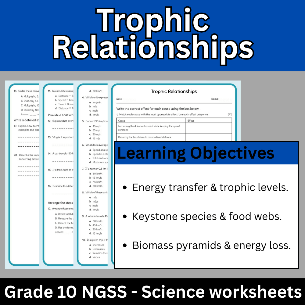 Grade 10 Science | Trophic Relationships Worksheet – NGSS Aligned (PDF)