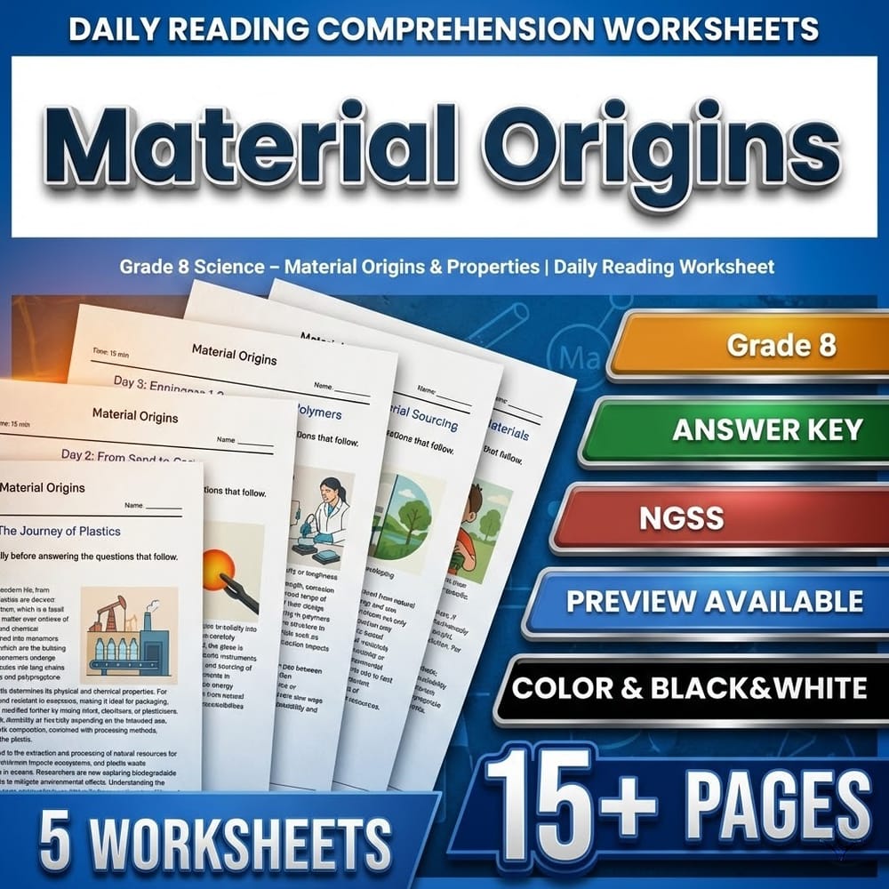 Grade 8 Science – Material Origins & Properties | Daily Reading Worksheet