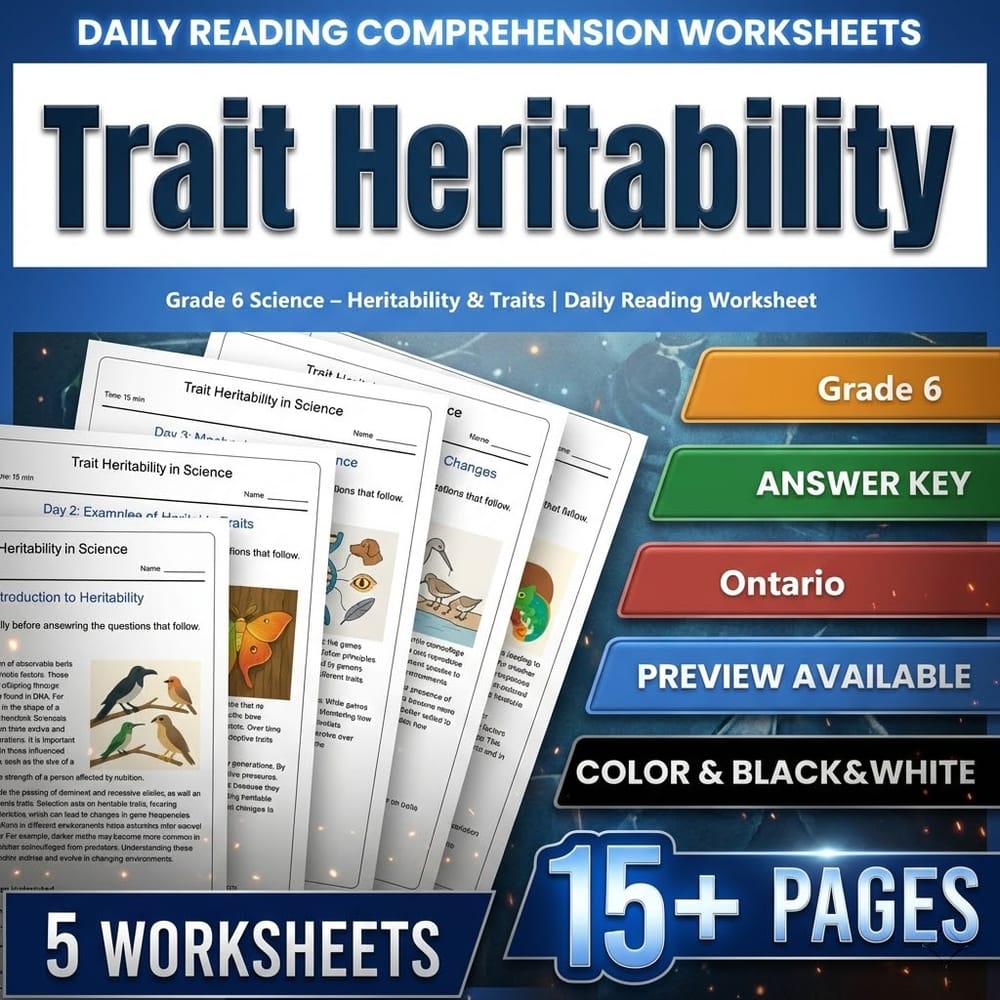 Grade 6 Science Full Year Bundle – Ontario Daily Reading Worksheets — included worksheet 8