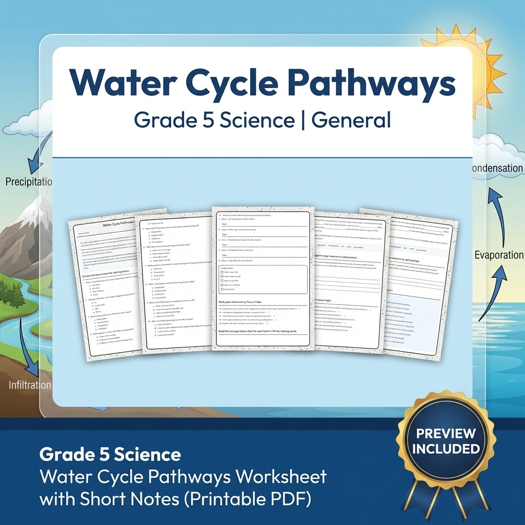 Grade 5 Science Lesson Group: Water Cycles, Seasons, and Earth Materials — included worksheet 1