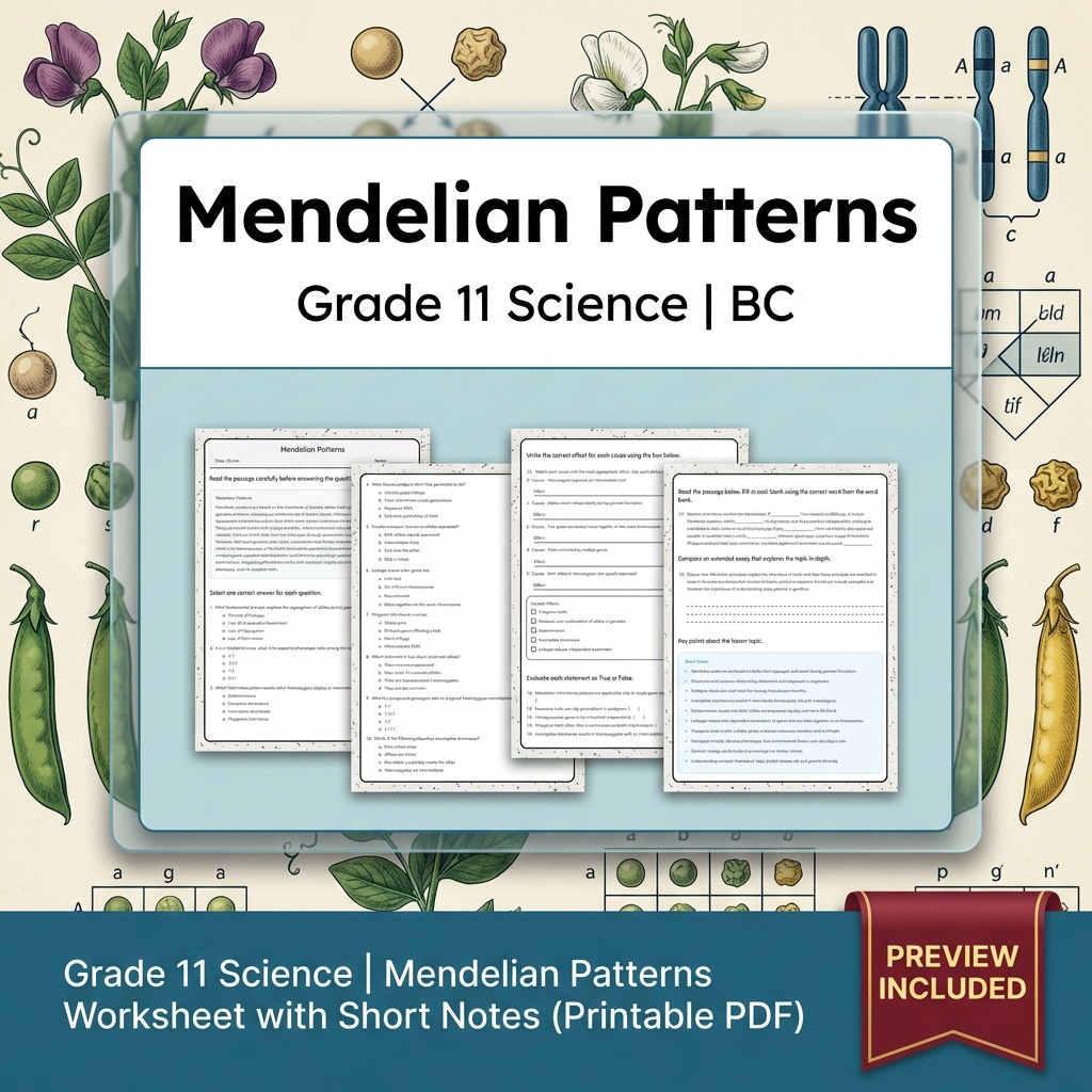 Grade 11 Science Full Year Bundle | Atomic Theory, Biology, Motion & Energy Worksheets — included worksheet 13