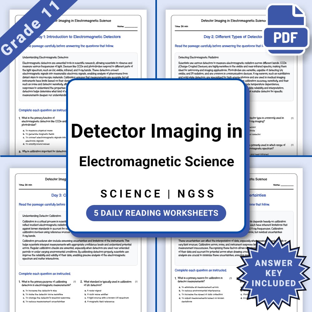 Grade 11 Science daily reading worksheet worksheet — Grade 11 Science – Electromagnetic Detector Imaging Worksheet (PDF +A…