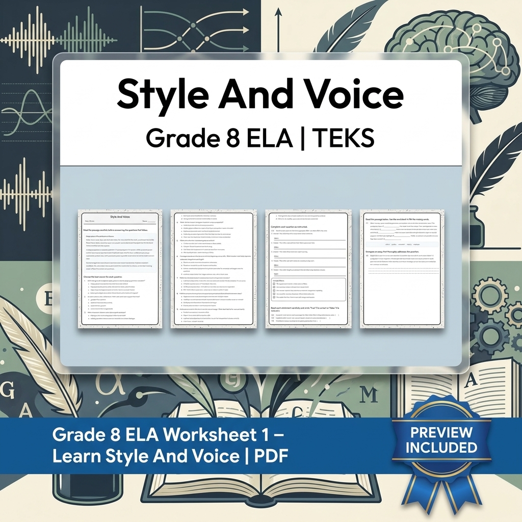 Grade 8 Precision Grammar & Voice ELA Lesson Bundle TEKS Resource — included worksheet 4