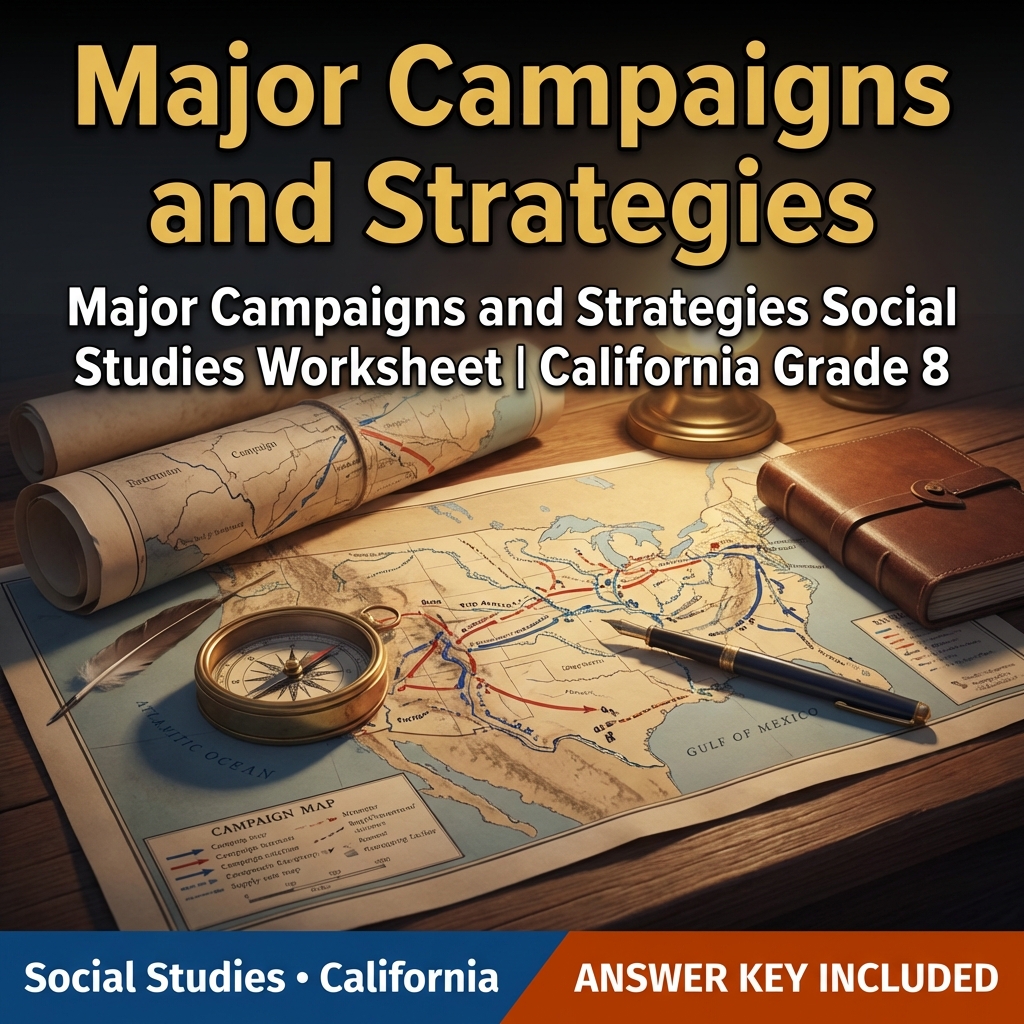 Major Campaigns and Strategies Social Studies Worksheet | California Grade 8