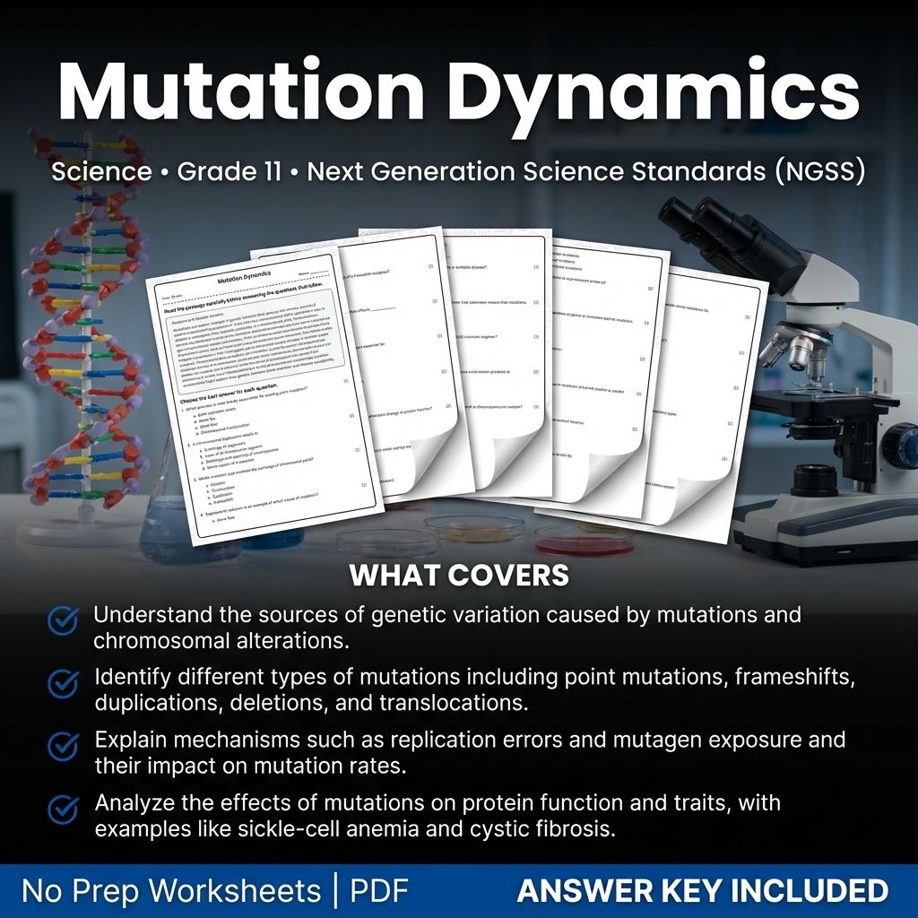 Grade 11 Science | Genetics & Mutation Dynamics Worksheet Bundle(PDF Answer Key) — included worksheet 1