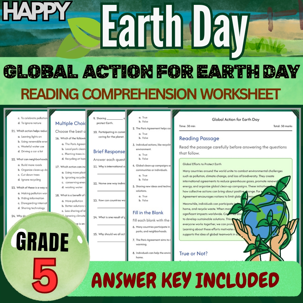 Grade 5 Seasonal Science Unit Bundle | Earth Day & Climate Change Worksheets — included worksheet 1