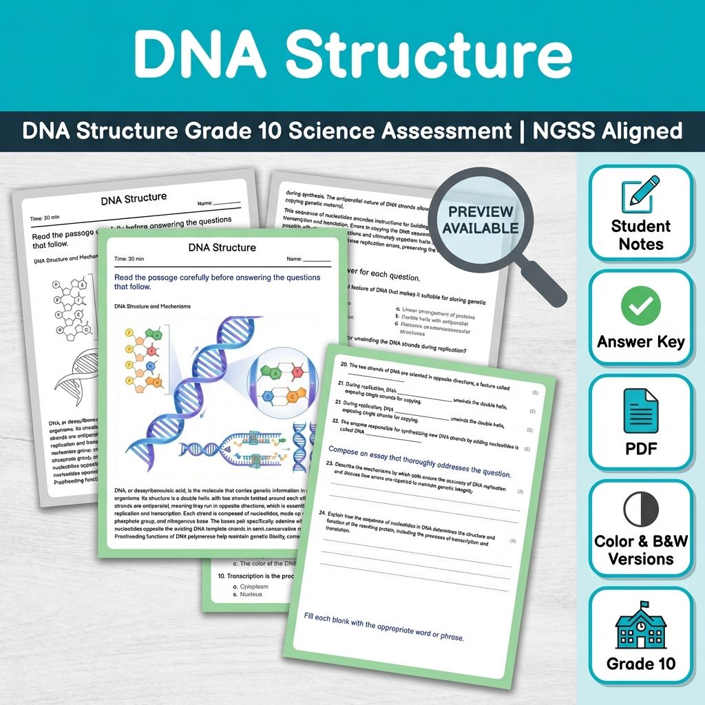Grade 10 Science | DNA, Mendelian Patterns & Mutation NGSS Assessment — included worksheet 2