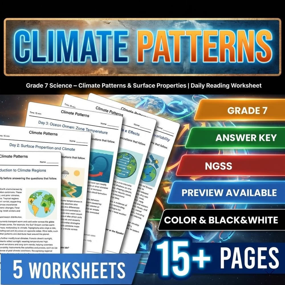 Water Cycle & Landforms Grade 7 Science Daily Reading Worksheets Bundle | NGSS — included worksheet 2