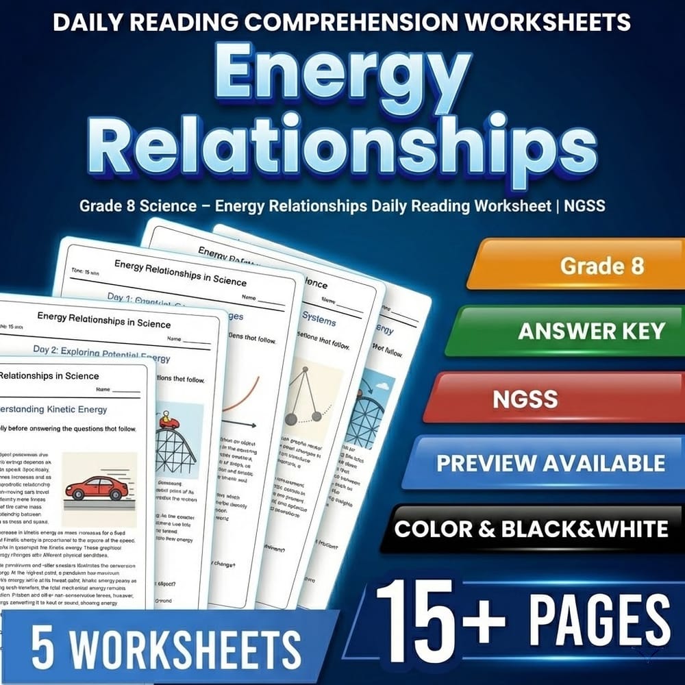 Grade 8 Science – Energy Relationships Daily Reading Worksheet | NGSS