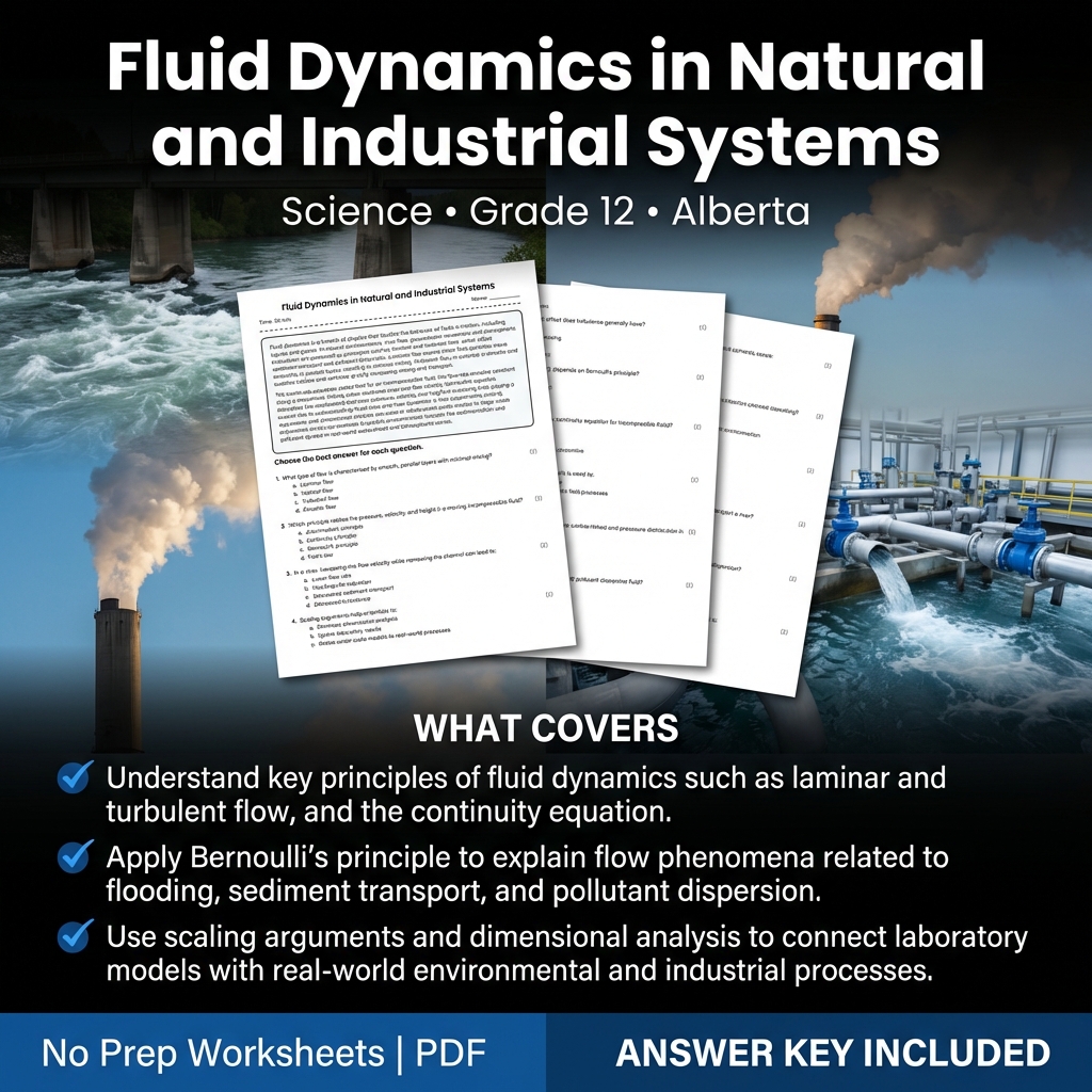 Fluid Dynamics in Natural and Industrial Systems Worksheet Grade 12 Science