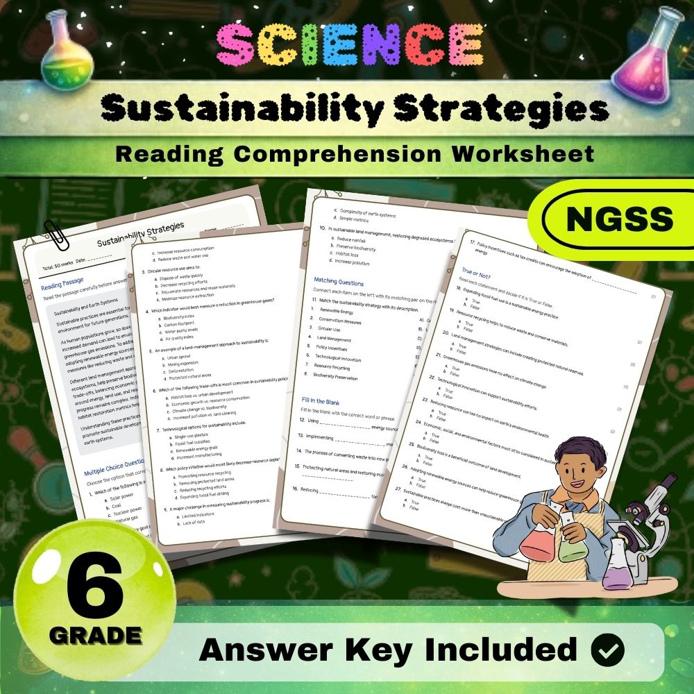 Grade 6 Science | Earth's Systems & Sustainability NGSS Unit Bundle  — included worksheet 1