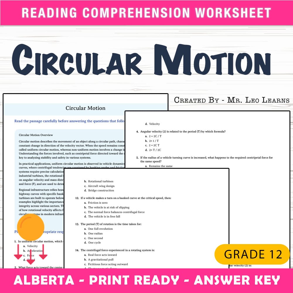 Grade 12 Science worksheet mcq paper worksheet — Grade 12 Science — Worksheet MCQ Paper for Mastering Circular Motion — pa…