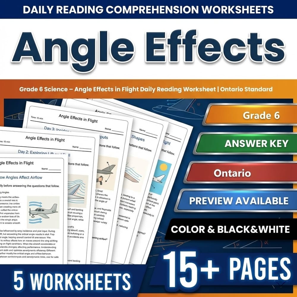 Flight Science Grade 6 Daily Reading Worksheets Bundle | Ontario — included worksheet 3
