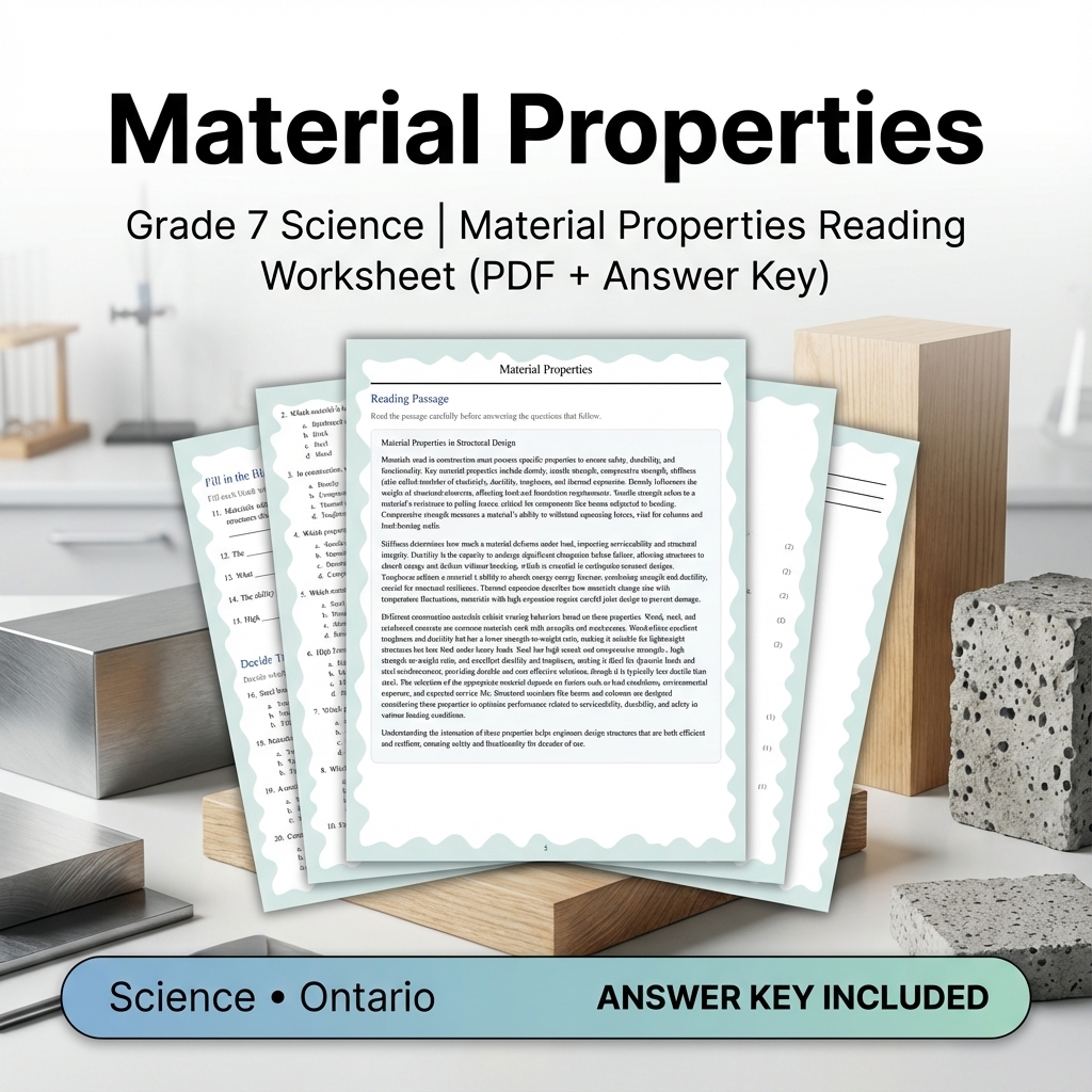 Grade 7 Science Unit Bundle – Structural Engineering & Material Testing  — included worksheet 6