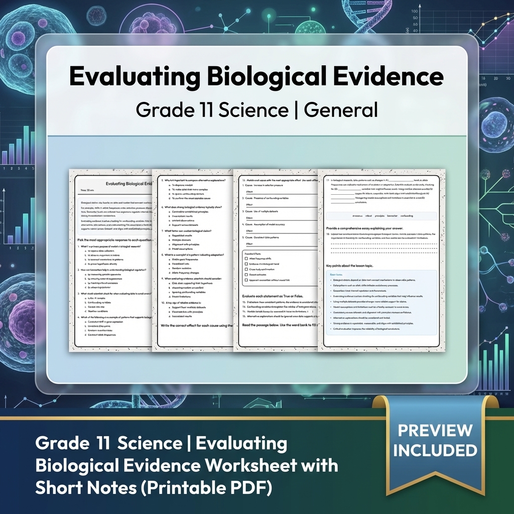 Grade 11 Science Modeling and Evidence Full-Year Bundle: General Framework — included worksheet 8