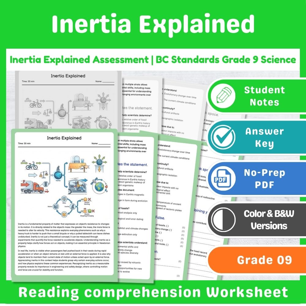 Grade 9 Science Mini Bundle – Forces and Motion Standards-Aligned Not Specified — included worksheet 3
