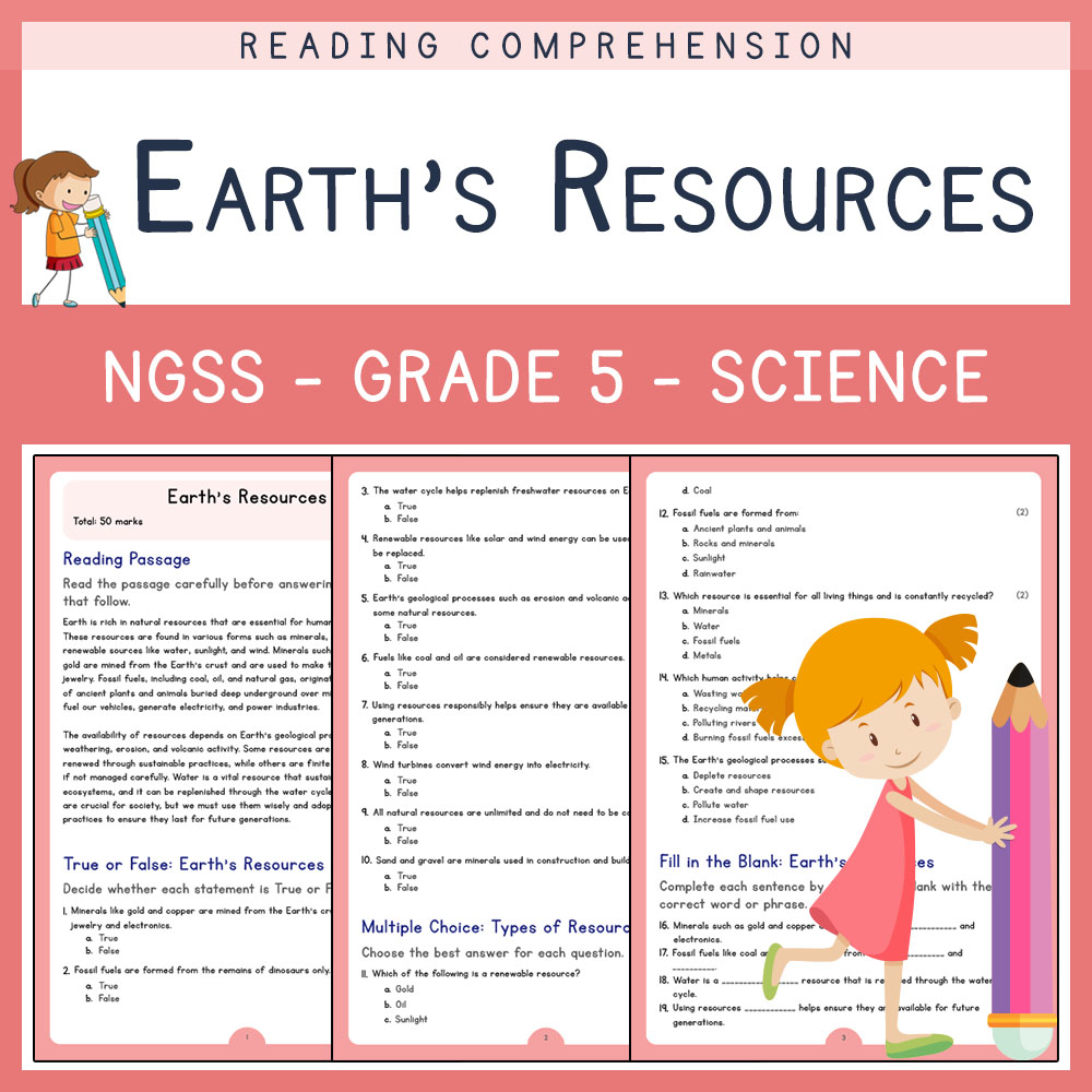 Grade 5 Science worksheets for primary grades worksheet — Grade 5 Science | Earth's Resources Worksheets (PDF) | NGSS Alig…