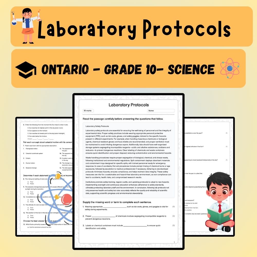 Grade 10 Science worksheet worksheet — Grade 10 Science | Laboratory Protocols Worksheet (Answer Key) – Ontario Standards…