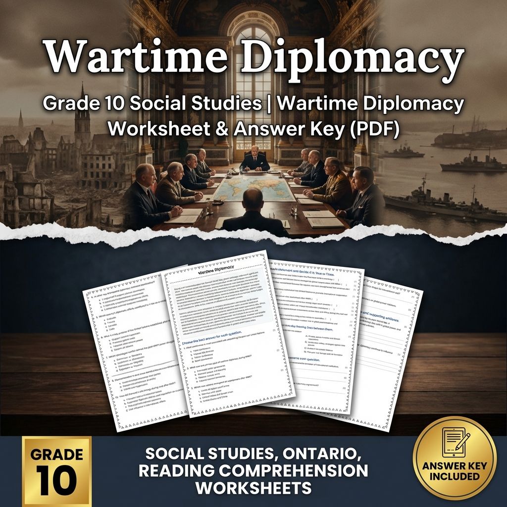 Grade 10 Social Studies | Wartime Diplomacy Worksheet & Answer Key (PDF)