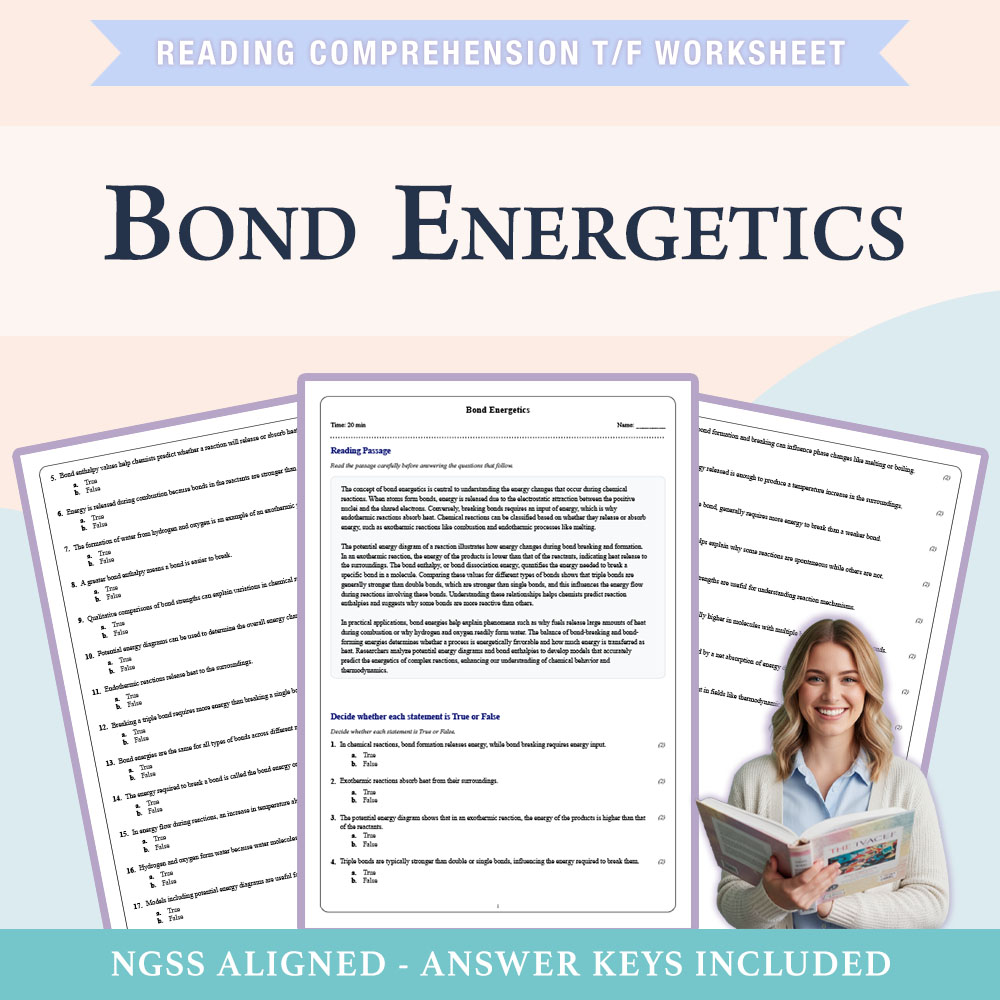 Grade 10 Science reading comprehensions true or false worksheet worksheet — 10th Grade Science | Bond Energetics Worksheet…