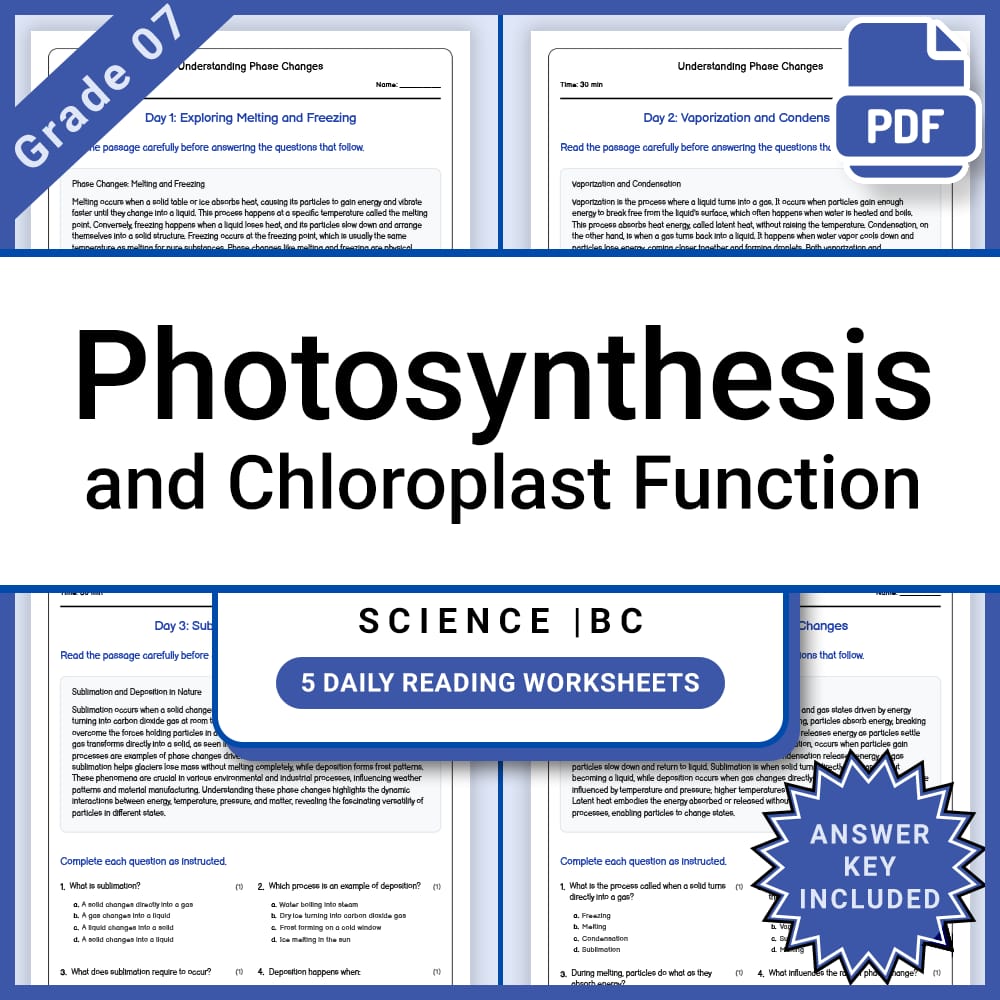 Grade 7 Science Lesson Group Bundle | Cell Structures and Processes — included worksheet 1
