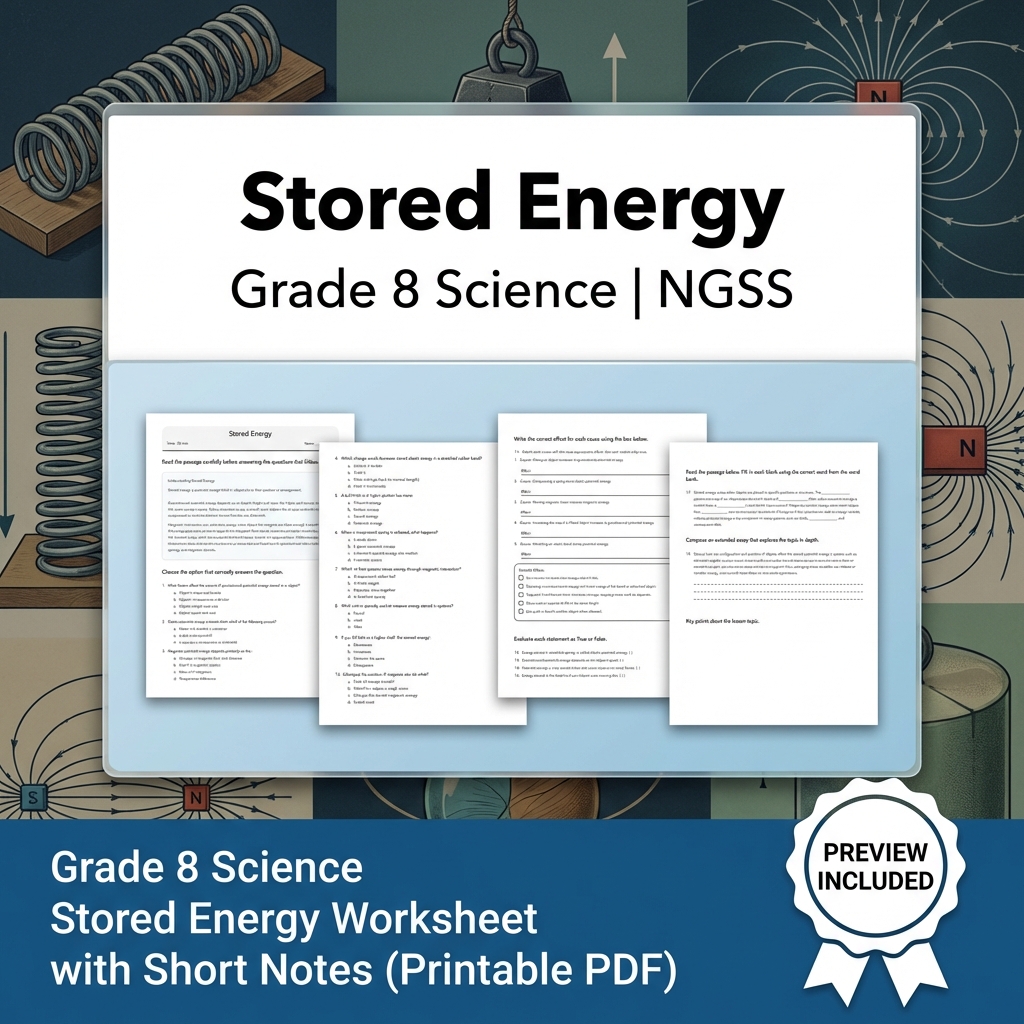 Grade 8 Science Energy Unit Bundle | NGSS-Aligned Worksheets & Assessment Pack — included worksheet 1