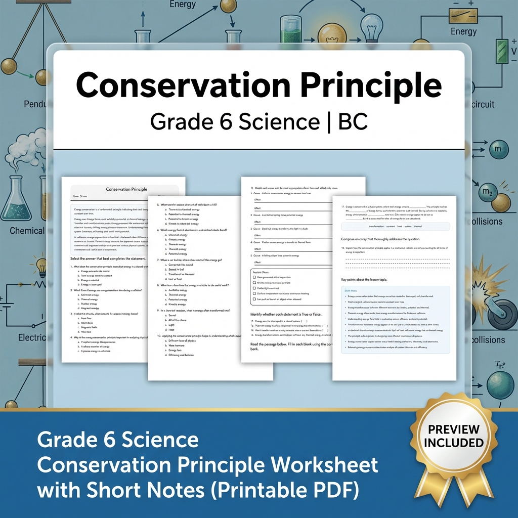 Grade 6 Science | Energy, Waves & Circuits UNIT Bundle (BC Frame work) — included worksheet 1