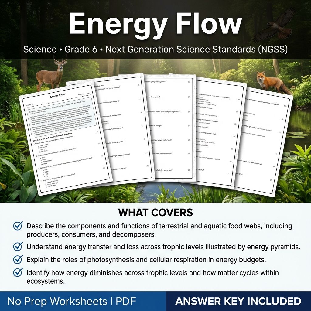 Grade 6 Science | Energy Flow Worksheet & Answer Key (Printable PDF)