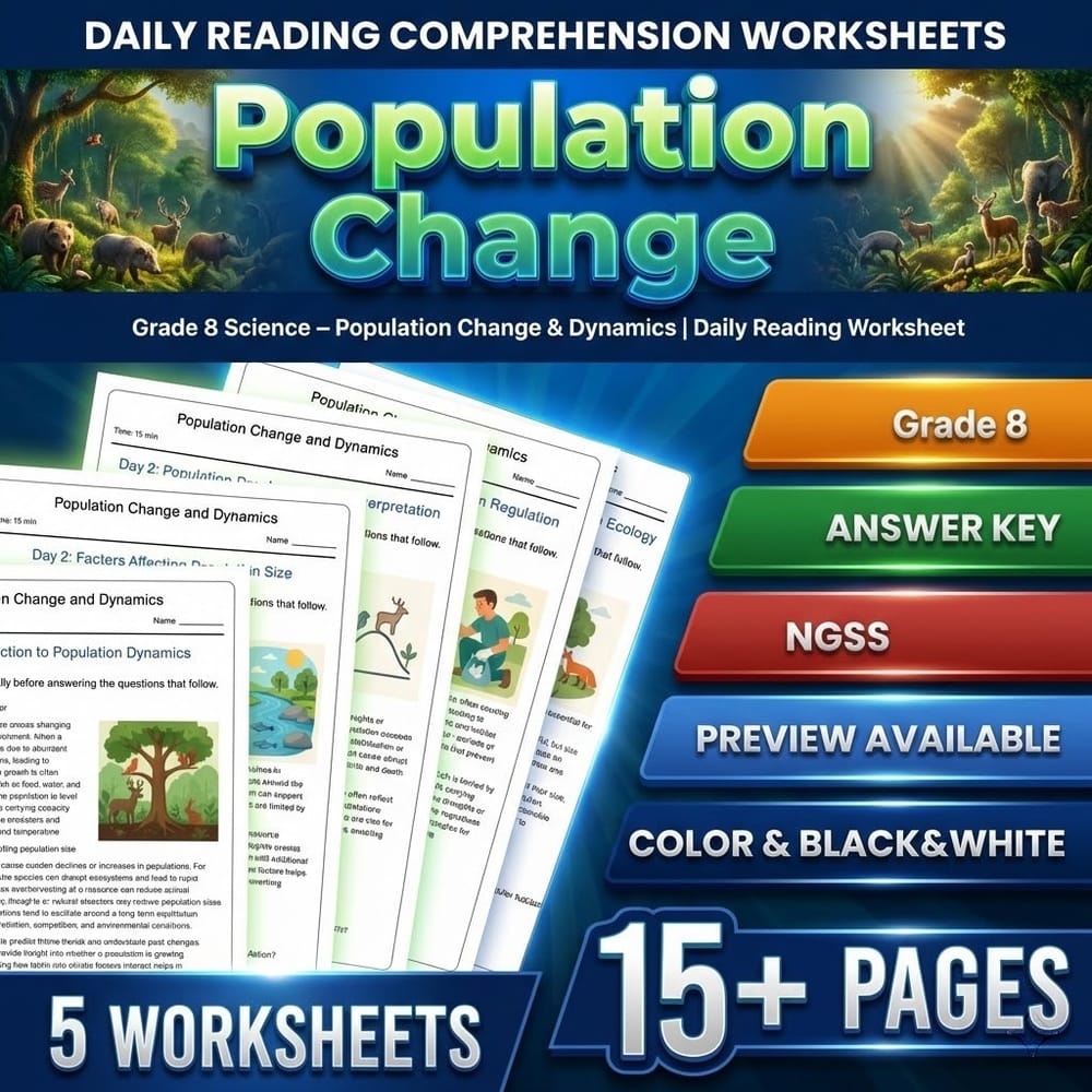 Grade 8 Science – Population Change & Dynamics | Daily Reading Worksheet