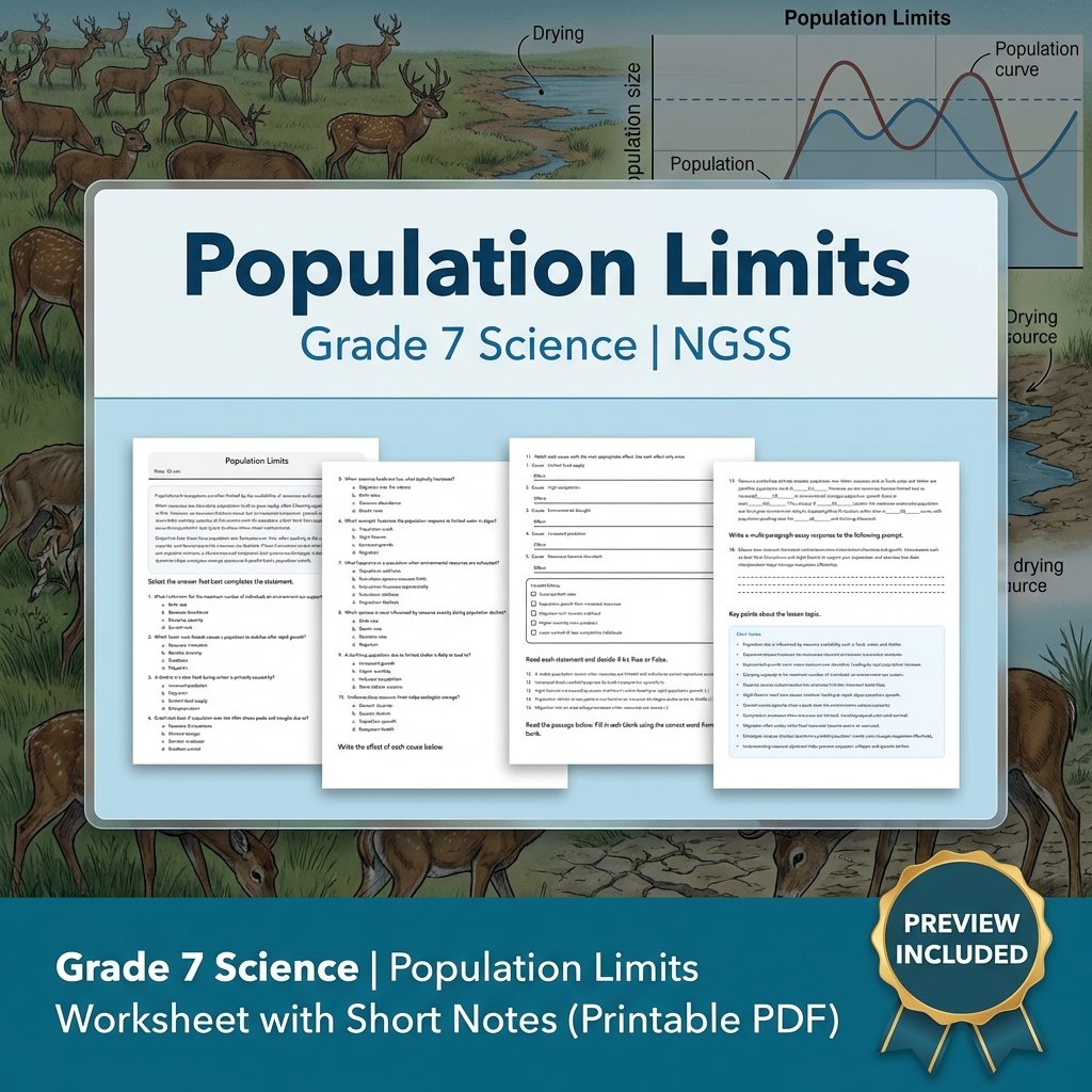 Grade 7 Science Ecosystems Unit | Interactions, Energy & Dynamics NGSS Bundle — included worksheet 2