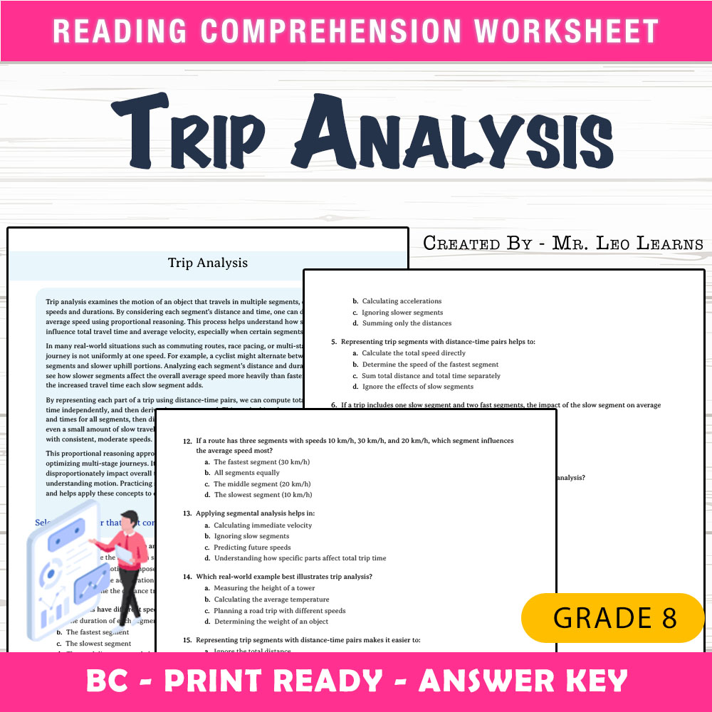 Grade 8 Science worksheet mcq paper worksheet — Grade 8 Science — Trip Analysis MCQ Worksheet for Mastery — page 1