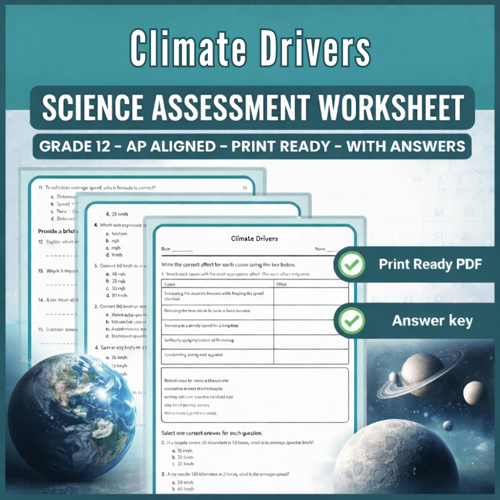 Grade 12 Science | Climate Drivers Worksheet (AP Standards) (PDF)