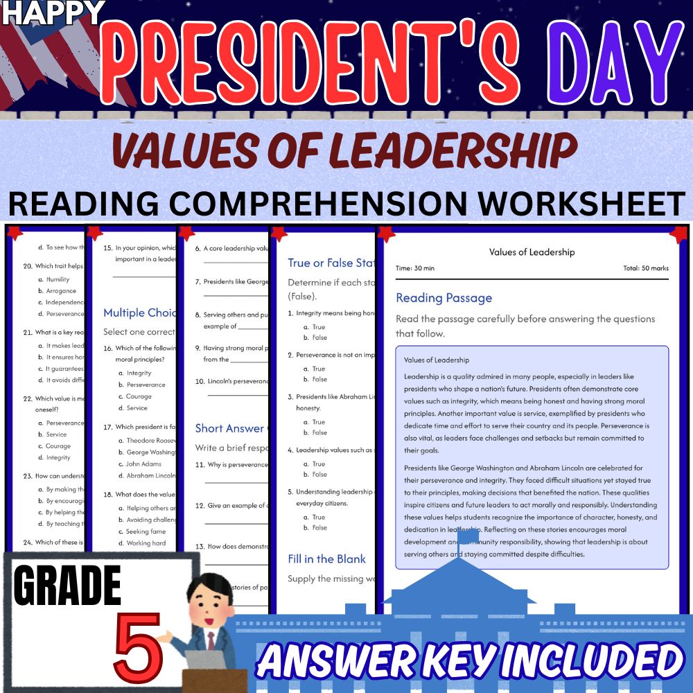 Grade 5 Social Studies |Presidents Day & Election Milestones Unit Worksheet Pack — included worksheet 2